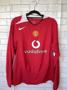 Manchester United 2004-2006 Home Original Long Sleeve Football Shirt Adult Small