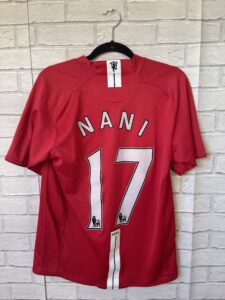 MANCHESTER UNITED 2007-2009 HOME #17 NANI NIKE ORIGINAL FOOTBALL SHIRT (MEDIUM)