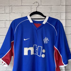 GLASGOW RANGERS 2001-2002 AWAY NIKE TEAM SIGNED ORIGINAL FOOTBALL SHIRT -  SMALL